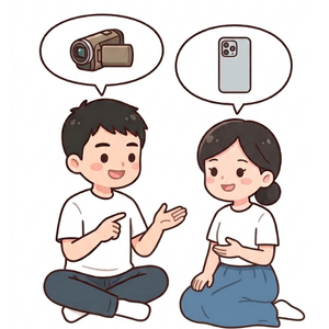 運動会の役割分担を話し合う夫婦の画像