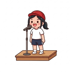 開会式であいさつをしているイラスト