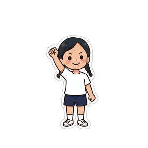頑張るぞと意気込む体操服姿の女の子