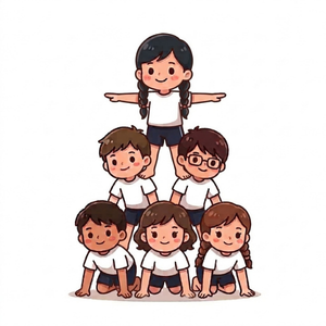 組体操をする子ども達のイラスト